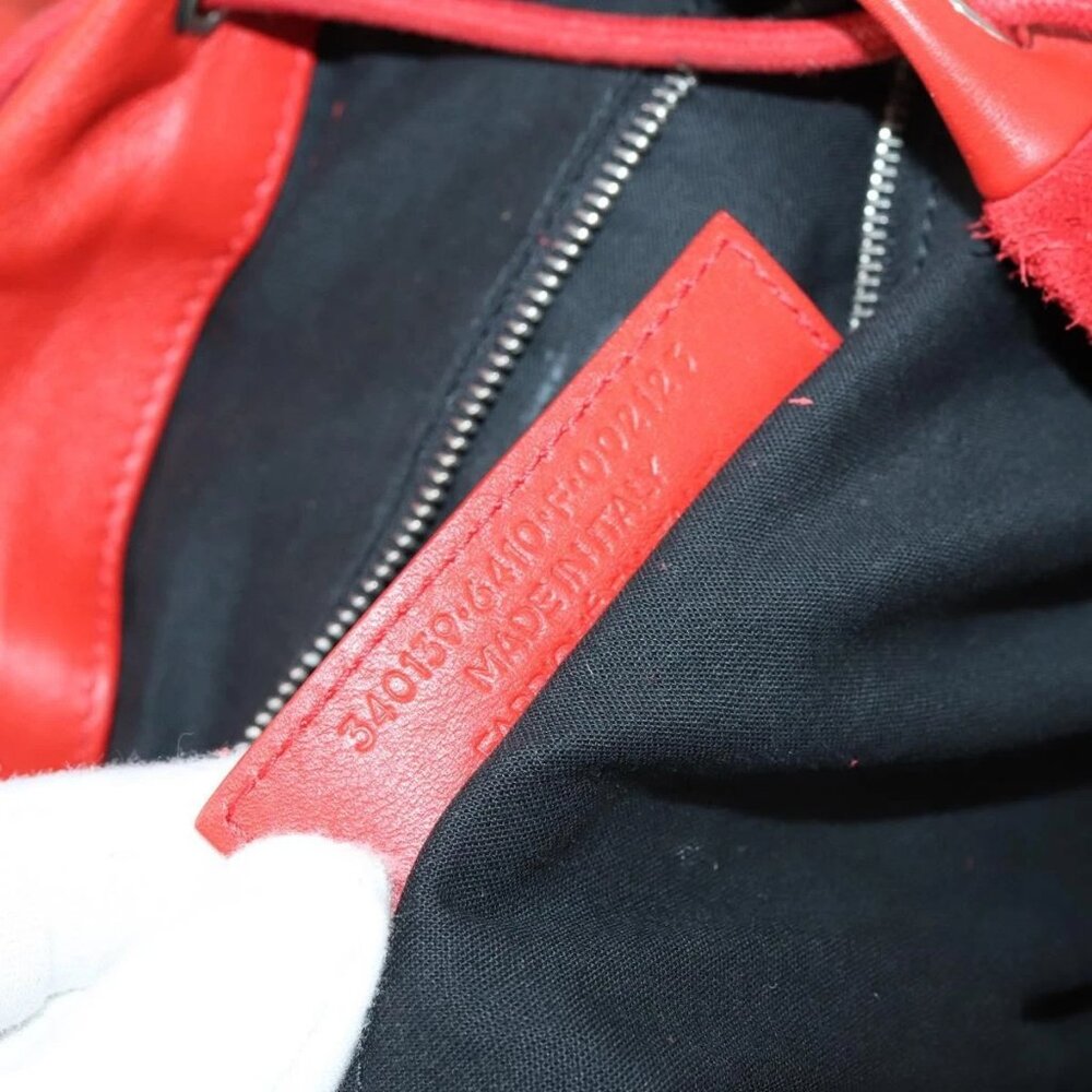 BALENCIAGA Backpack Suede Red Silver Auth bs29626 - Picture 11 of 16